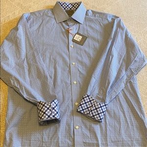 Men’s Thomas Dean blue check dress shirt